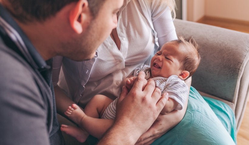 cute newborn baby crying