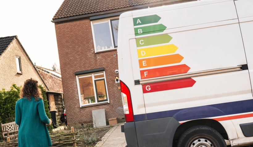 Busje voor een woning van een energieleverancier