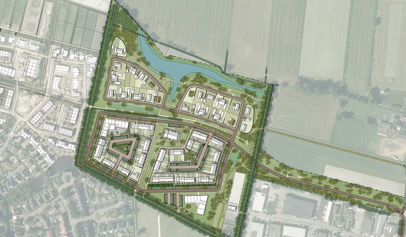 Plattegrond met voorlopig ontwerp van Achterveld Noordoost