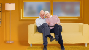 Decoratieve afbeelding Oudjes op de bank 