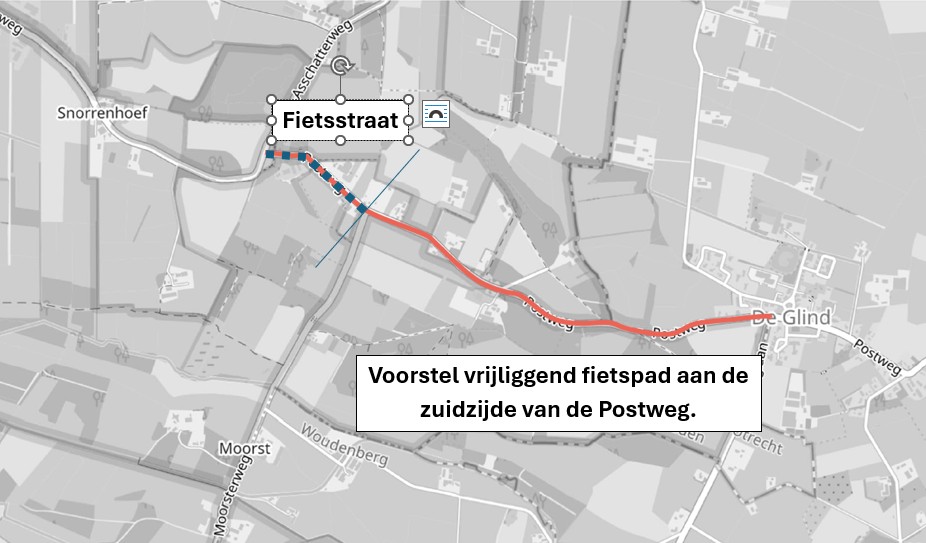 Kaartweergave van werkvak Postweg