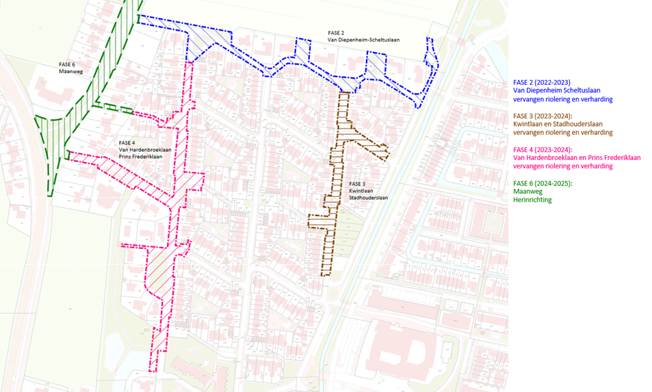 Overzichtskaart groot onderhoud Leusden Zuid noord